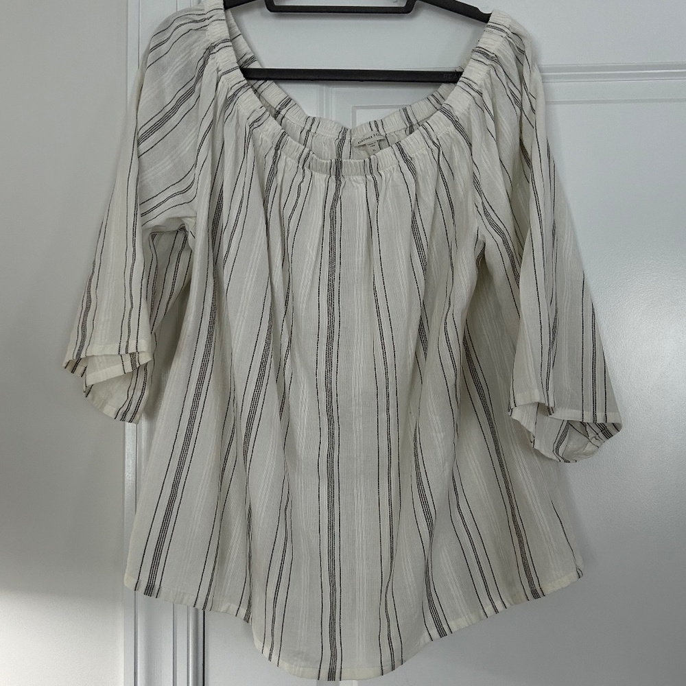 New Garnet Hill Off or On the Shoulder Striped Top